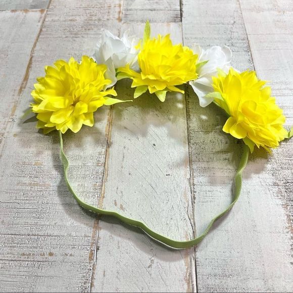 New Hand Made Yellow & White Floral Headband for Adults, Children or Infants - Picture 4 of 7